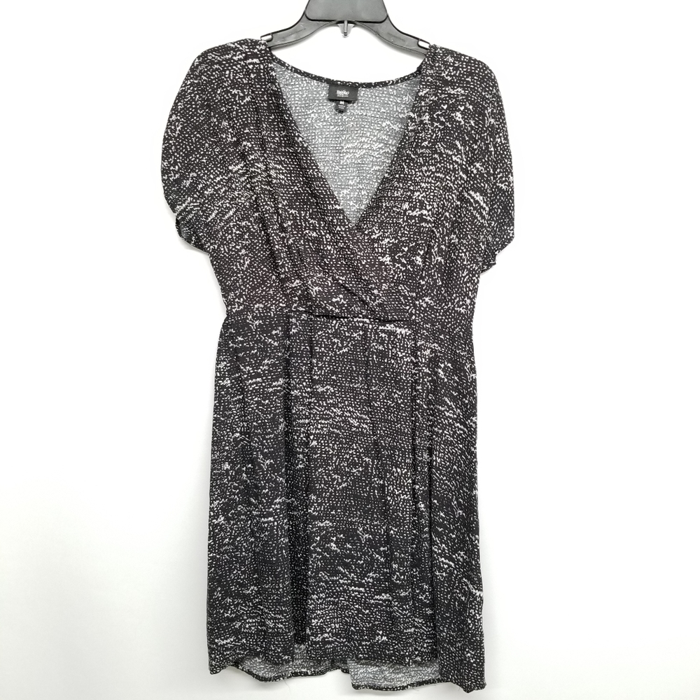 Mossimo Surplice Neck Black Print Dress
